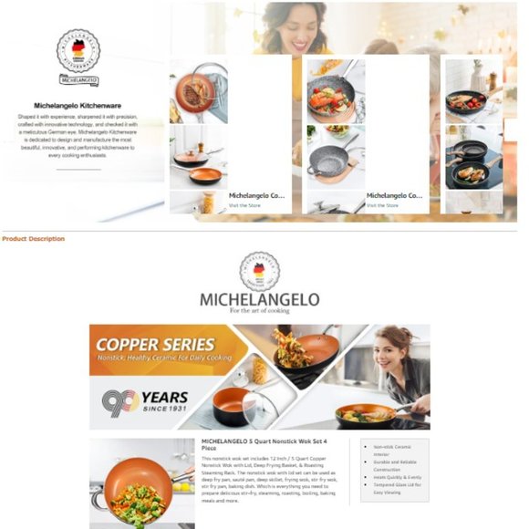 MICHELANGELO: 5 Qt/11" - Nonstick Wok/Stir Fry Pan w/ Lid + Basket + Steam Rack - Picture 11 of 11